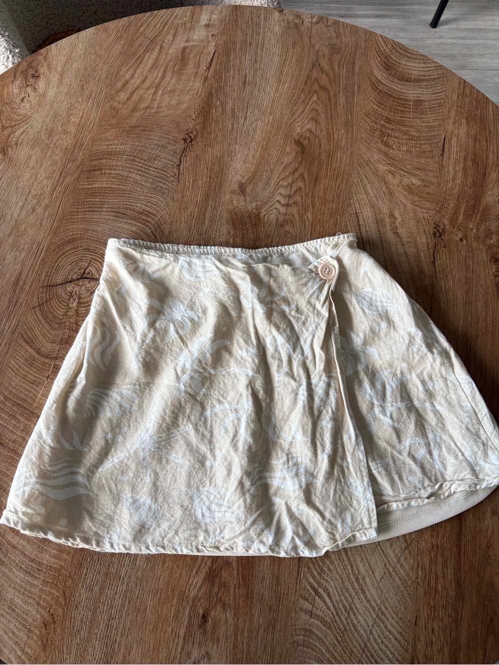 Cream Mini Skirt with Subtle Pattern